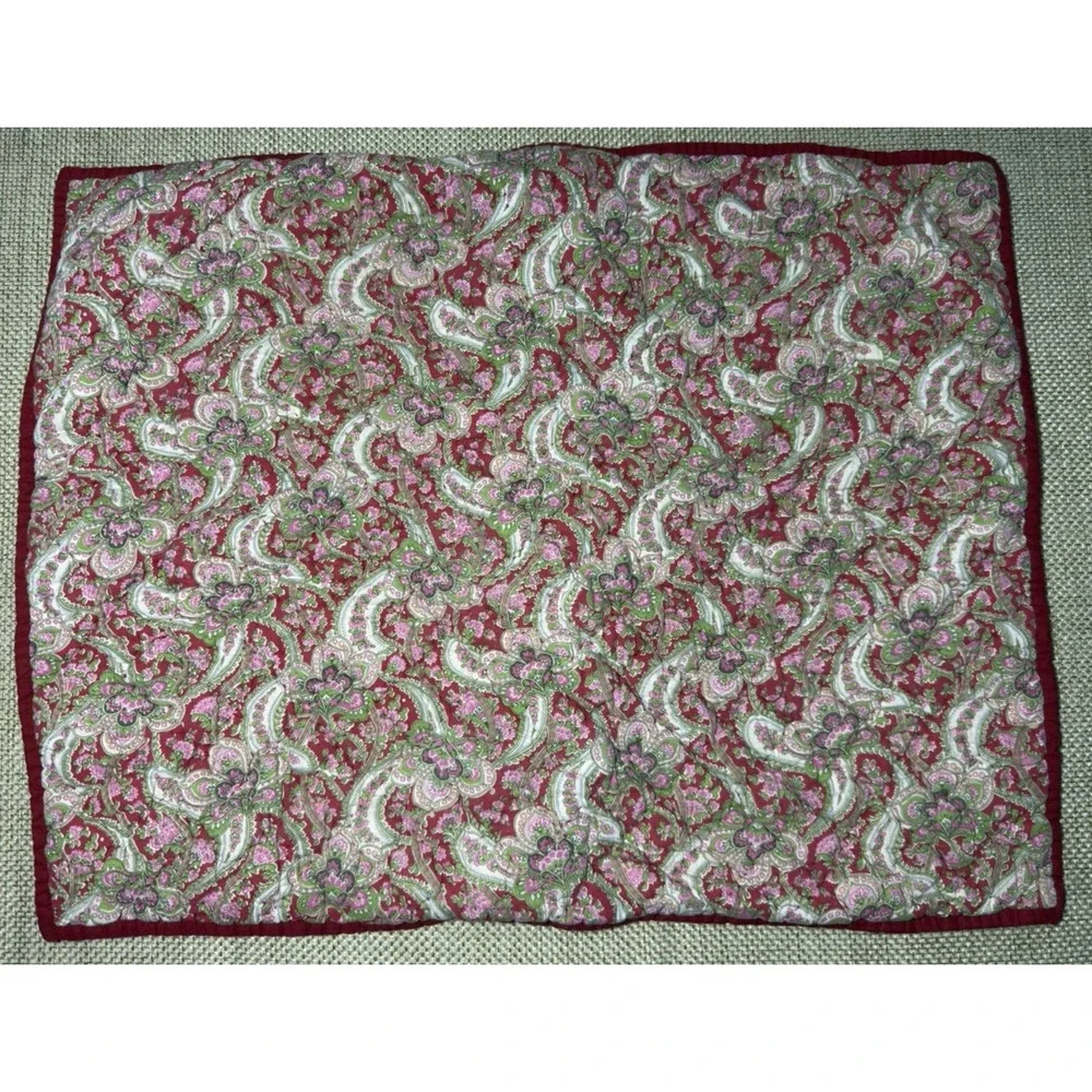 Pottery Barn Georgia Shams Set Red Quilted‎ Paisley Floral Standard